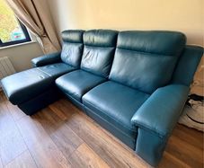 Teal Leather Chaise Sofa