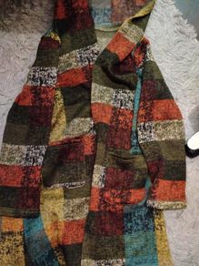 Colourful Checked Wool Coat Warm Winter Jacket