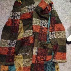 Colourful Checked Wool Coat Warm Winter Jacket