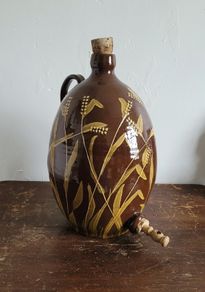 Mid century signed Slipware cider flagon