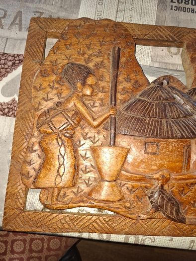 Beautiful Large Old Hand-Carved Wood Panel Indonesian Rural Village Life Scene Sculpture. Post Available, Beautifully carved from a single piece of wood Ideal for Home or Stage Movie Props