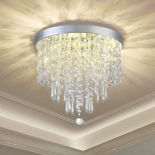 Modern Elegant Crystal Chandelier Lighting,K9 Ceiling Chandeliers Lights, 250mm, Beaded Light Shade with Clear Acrylic Jewel