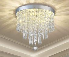Modern Elegant Crystal Chandelier Lighting,K9 Ceiling Chandeliers Lights, 250mm, Beaded Light Shade with Clear Acrylic Jewel