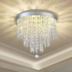 Modern Elegant Crystal Chandelier Lighting,K9 Ceiling Chandeliers Lights, 250mm, Beaded Light Shade with Clear Acrylic Jewel