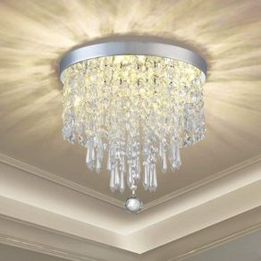 Modern Elegant Crystal Chandelier Lighting,K9 Ceiling Chandeliers Lights, 250mm, Beaded Light Shade with Clear Acrylic Jewel