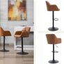 Set of 2 Polyurethane PU Leather Armchairs Bar Chairs Ergonomic 360Deg Rotatable Counter Stools Kitchen Adjustable Height Bistro Stools (Brown (PU Leather Armrest) Image 6