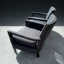 Pair of Charcoal Linen Armchairs- Brass Stud Detail Image 2
