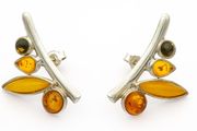 Natural Baltic Amber On Sterling Silver Stud Earrings
