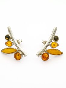 Natural Baltic Amber On Sterling Silver Stud Earrings