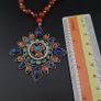 Antique Style Brass & Lapislazuli,Coral,Turqouise Pendant with Carnelian Beads Necklace Image 10