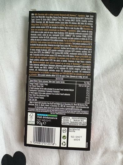 guinness caramel chocolate 90g