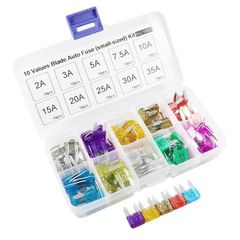100pcs/lot Auto Fuse 10 Value Car Fuse Blade Kit Assortment with Box 2A 3A 5A 7.5A 10A 15A 20A 25A 30A 35A each