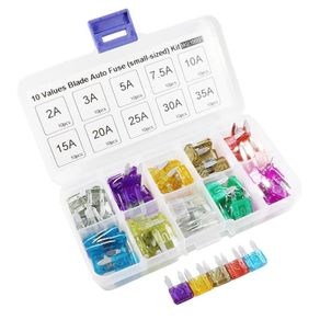 100pcs/lot Auto Fuse 10 Value Car Fuse Blade Kit Assortment with Box 2A 3A 5A 7.5A 10A 15A 20A 25A 30A 35A each