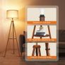 Solid Wooden Tripod Floor Lamp, Bulb Included, Standing Lamp with Remote Control, Dimmable & 4 Color Temperatures, 1H Timer, Floor Lamp with Storage Shelf Linen Shade for Living Room Bedroom Image 3
