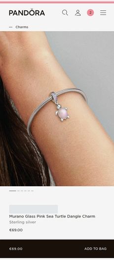 Pandora pink turtle charm (70eur in store)