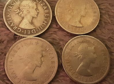 Queen Elizabeth two shilling coins