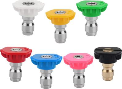 7 Pcs Pressure Washer Spray Nozzle Tips, Quick Release Pressure Nozzle Tips 1/4 Inch, Multiple Degrees Connection Pressure Washer Tips for Car Garden Cleaning