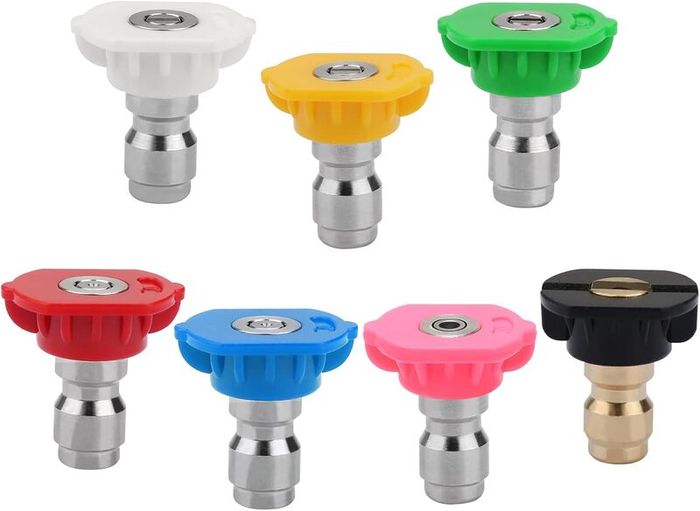 7 Pcs Pressure Washer Spray Nozzle Tips, Quick Release Pressure Nozzle Tips 1/4 Inch, Multiple Degrees Connection Pressure Washer Tips for Car Garden Cleaning