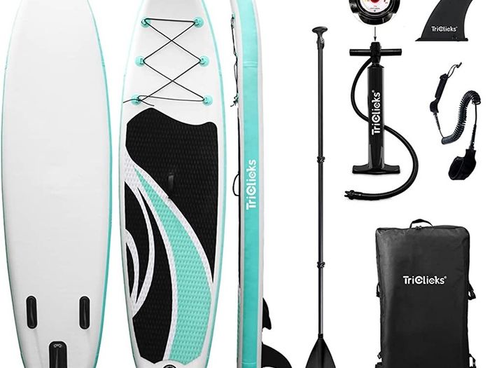 Inflatable Stand Up Paddle Board SUP Inflatable Paddle Board 10ft Surfing Board Kit for Adults, Premium Surfboard Complete Kit with Adjustable Paddle Hand Pump Fin Leash Backpack (FREE POSTAGE)