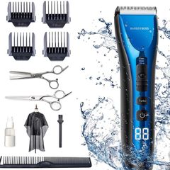 Professional Hair Clippers for Men Kids Family, Waterproof Hair Trimmer Cordless Rechargeable Led Display Three Speed Adjustment Electric Ceramic Blades Hair Clippers Beard Trimmer Cordless (FREE POSTAGE)