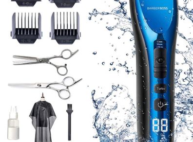 Professional Hair Clippers for Men Kids Family, Waterproof Hair Trimmer Cordless Rechargeable Led Display Three Speed Adjustment Electric Ceramic Blades Hair Clippers Beard Trimmer Cordless (FREE POSTAGE)