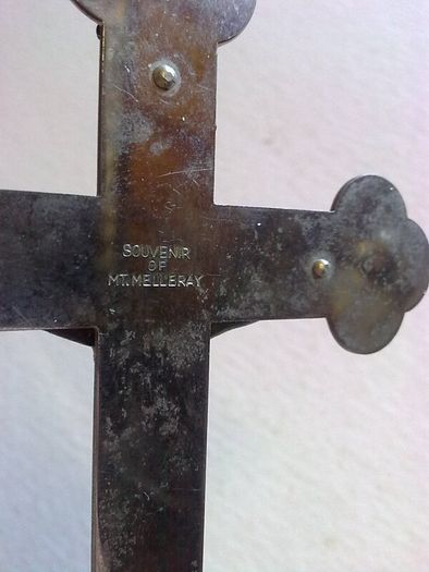 Old metal crucifix Souvenir of Mount Melleray Ireland Irish Co. Waterford
