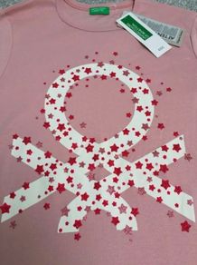 BNWT Sparkly Baby Pink Long Sleeved Girls Top / T-shirt by United Colors of Benetton, 100% cotton.
