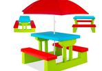 Colourful  Children's  Picnic  Garden Table Bench Chair Umbrella Child Seat Set