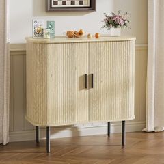 Buffet Storage Cabinet for Living Room, Kitchen Cupboard with Tambour Sliding Door