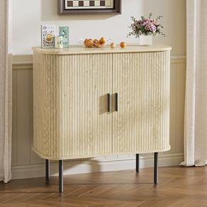 Buffet Storage Cabinet for Living Room, Kitchen Cupboard with Tambour Sliding Door