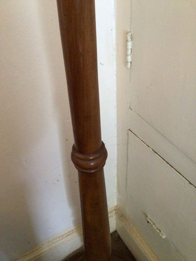 Vintage tall wooden floor lamp with shade