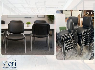50 X Black Stacking Meeting Chairs - NEW