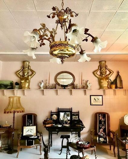 Vintage 6 arm brass chandelier