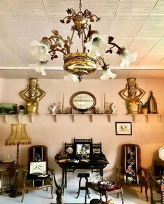 Vintage 6 arm brass chandelier