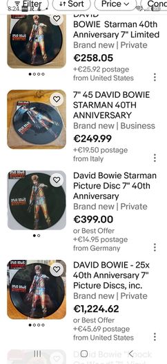 David Bowie Starman sealed mint 40th Aniv Picture Disc
