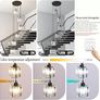 Long Chandelier for High Ceilings Modern Crystal Long Pendant Light Raindrop Drop Lamp Hanging Flush Mount Chandelier Ceiling Light for Staircase Foyer Living Room Entryway 6 Lights Image 6