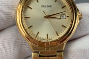 Pulsar Watch Men Stainless Gold Steel Water Resist