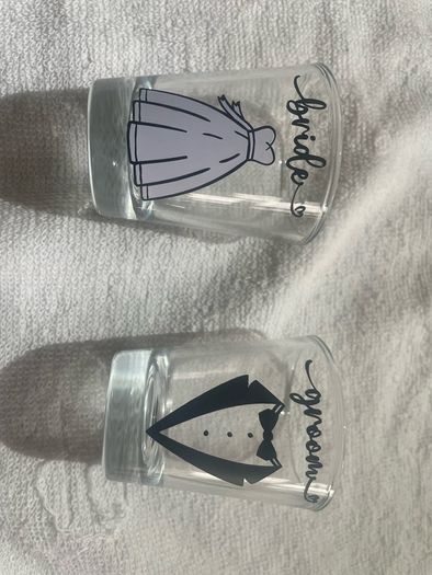 Bride & groom shot glasses