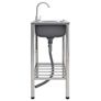 Camping Sink Double Basins with Tap Stainless Steel Image 2