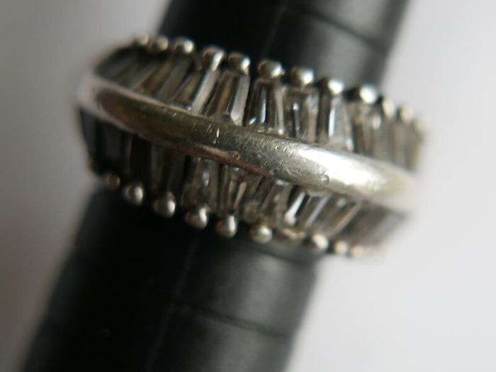 Vintage Cubic Zirconia Sterling Silver 925 Fancy Large Cluster Ring size:O 6,78g
