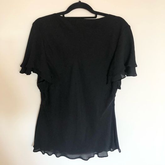 Ann Harvey short sleeve black silk blouse UK22