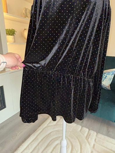 Brand-New Ladies Black & Gold Long Sleeved peplum Faux Wrap Top from Marks & Spencer