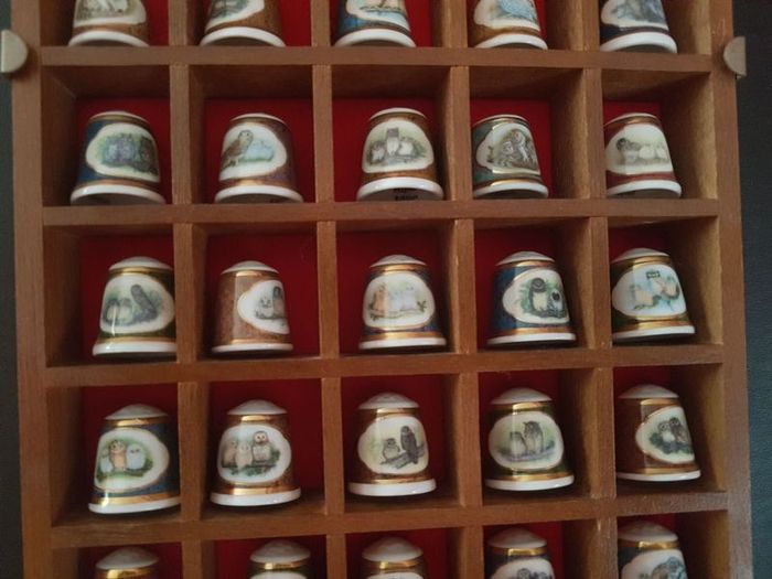 Collection of Owl Thimbles Mayfair Edition wt Stand