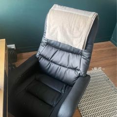 Black Leather office chair with foot stool.
