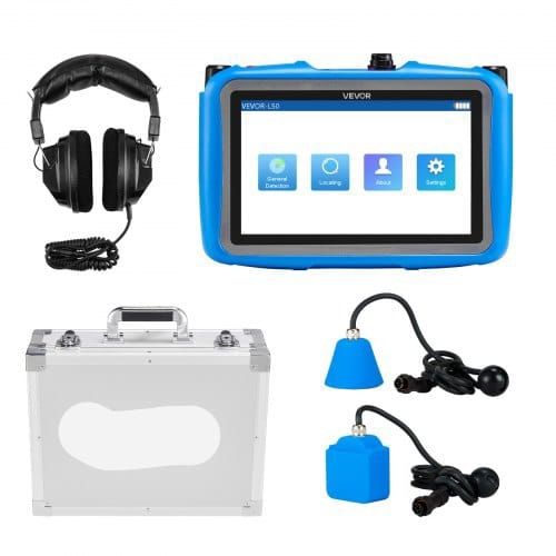 Pipe Water Leak Detector for Indoors, 1Hz-10000Hz, LCD Touchscreen Plumbing Water Leakage Detection Locator with Horizontal & Vertical Sensors, Headphones, 8GB SD Card & Carry Case