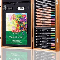 Academy Wooden Gift Box,Complete 35 Piece Art Set with Colouring Pencils,Pastels & Accessories, Ideal Collection for Drawing, Sketching & Crafts, Premium Hobbyist Quality Kit