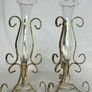 Pair of Vintage Glass Bud Vases with Gold Metal Scroll Stands Image 2