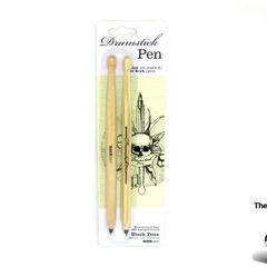 SUCK UK Wooden Drumstick Pens Black Pack of 2 Black Ink Ballpoint Pens Brand New Sealed