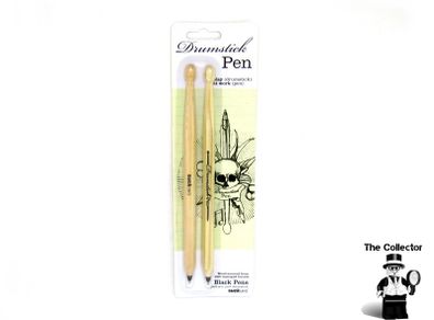 SUCK UK Wooden Drumstick Pens Black Pack of 2 Black Ink Ballpoint Pens Brand New Sealed