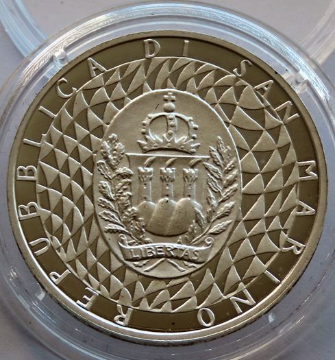 Italia 90 San Marino 1990 World Cup Silver Proof Football FIFA coin